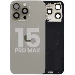 Back Glass w/ MagSafe Magnet & NFC & Flashlight Flex For iPhone 15 Pro Max (Used OEM Pull: Grade A) (Natural Titanium)