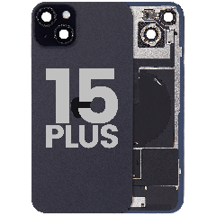 Back Glass w/ MagSafe Magnet & NFC & Flashlight Flex For iPhone 15 Plus (Used OEM Pull: Grade B) (Black)