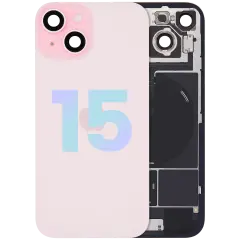 Back Glass w/ MagSafe Magnet & NFC & Flashlight Flex For iPhone 15 (Service Pack) (Pink)
