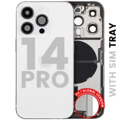 Back Housing W/ Charging Port Flex & Small Parts For iPhone 14 Pro (EU / Global Version) (Used OEM Pull: Grade C) (Silver)