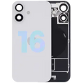 Back Glass With Steel Plate With Wireless NFC Charging MagSafe Magnet & Flashlight Flex For iPhone 16 (Service Pack) (White)