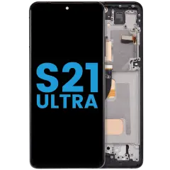 LCD Assembly With Frame (Without FingerPrint Sensor) For Samsung Galaxy S21 Ultra (US & International) (Aftermarket: Incell) (Phantom Black)