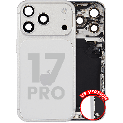 Back Housing W/ Charging Port Flex & Small Parts Compatible For iPhone 17 Pro (US Version) (Used OEM Pull: Grade A) (Silver)