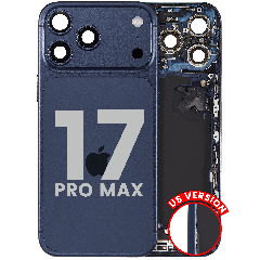 Back Housing W/ Charging Port Flex & Small Parts For iPhone 17 Pro Max (US Version) (Used OEM Pull: Grade B) (Deep Blue)