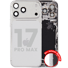 Back Housing W/ Charging Port Flex & Small Parts For iPhone 17 Pro Max (EU / Global Version) (Used OEM Pull: Grade B) (Silver)