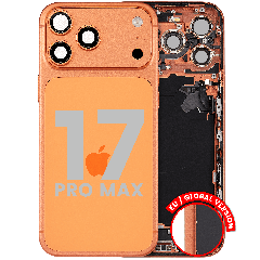 Back Housing W/ Charging Port Flex & Small Parts For iPhone 17 Pro Max (EU / Global Version) (Used OEM Pull: Grade C) (Cosmic Orange)