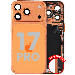 Back Housing W/ Charging Port Flex & Small Parts For iPhone 17 Pro (US Version) (Used OEM Pull: Grade B) (Cosmic Orange)