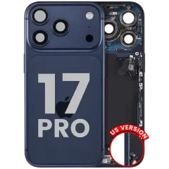 Back Housing W/ Charging Port Flex & Small Parts For iPhone 17 Pro (US Version) (Used OEM Pull: Grade B) (Deep Blue)