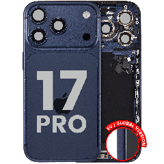 Back Housing W/ Charging Port Flex & Small Parts For iPhone 17 Pro (EU / Global Version) (Used OEM Pull: Grade C) (Deep Blue)