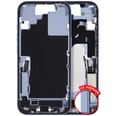 Mid-Frame Housing W/ Charging Port Flex & Small Parts For iPhone 17 (US Version) (Used OEM Pull: Grade B) (Mist Blue)