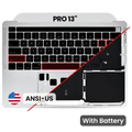 Top Case with Battery and Keyboard (ANSI US) For MacBook Pro 13" A2289 (2020) (Used OEM Pull: Grade B/C) (Silver)
