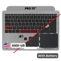 Top Case with Battery and Keyboard (ANSI US) For MacBook Pro 13" A1708 (2016) (Used OEM Pull: Grade A) (Space Gray)