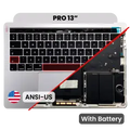 Top Case with Battery and Keyboard (ANSI US) For MacBook Pro 13" A1706 (2016) (Used OEM Pull: Grade A) (Silver)