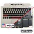 Top Case with Battery and Keyboard (ANSI US) For MacBook Pro 13" A1502 (2015) (Used OEM Pull: Grade B/C)