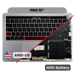 Top Case with Battery and Keyboard (ANSI US) For MacBook Pro 13" A1706 (2016) (Used OEM Pull: Grade A) (Space Gray)