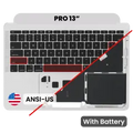 Top Case with Battery and Keyboard (ANSI US) For MacBook Pro 13" A1708 (2016) (Used OEM Pull: Grade A) (Silver)
