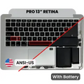 Top Case with Battery and Keyboard (ANSI US) For MacBook Pro 13" A1425 (2012-2013) (Used OEM Pull: Grade B/C)
