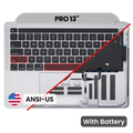 Top Case with Battery and Keyboard (ANSI US) For MacBook Pro 13" A2251 (2020) (Used OEM Pull: Grade A) (Silver)