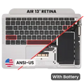 Top Case with Battery and Keyboard (ANSI US) For MacBook Air 13" A2179 (2020) (Used OEM Pull: Grade A) (Silver)