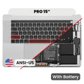 Top Case with Battery and Keyboard (ANSI US) For MacBook Pro 15" A1990 (2018-2019) (Used OEM Pull: Grade A) (Silver)