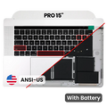 Top Case with Battery and Keyboard (ANSI US) For MacBook Pro 15" A1707 (2016-2017) (Used OEM Pull: Grade A) (Silver)