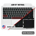 Top Case with Battery and Keyboard (ANSI US) For MacBook Air 13" A2179 (2020) (Used OEM Pull: Grade B/C) (Silver)