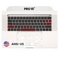 Top Case with Keyboard (ANSI US) For MacBook Pro 15" A1707 (2016-2017) (Used OEM Pull: Grade B/C) (Silver)