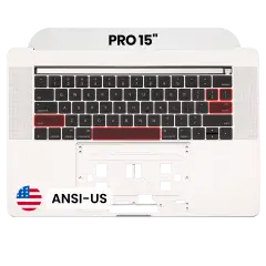 Top Case with Keyboard (ANSI US) For MacBook Pro 15" A1707 (2016-2017) (Used OEM Pull: Grade B/C) (Silver)