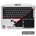 Top Case with Battery and Keyboard (ANSI US) For MacBook Pro 13" A2338 (2020) (Used OEM Pull: Grade A) (M1) (Silver)