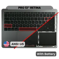 Top Case with Battery and Keyboard (ANSI US) For MacBook Pro 13" A1708 (2016) (Used OEM Pull: Grade B/C) (Space Gray)