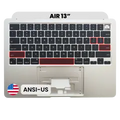 Top Case with Battery and Keyboard (ANSI US) For MacBook Air 13" A3113 (Used OEM Pull: Grade A) (Silver)