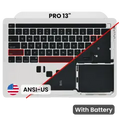 Top Case with Battery and Keyboard (ANSI US) For MacBook Pro 13" A2338 (2020) (Used OEM Pull: Grade B / C) (M1) (Silver)