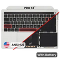 Top Case with Battery and Keyboard (ANSI US) For MacBook Pro 13" A2159 (2019) (Used OEM Pull: Grade B/C) (Silver)