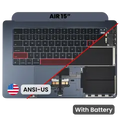 Top Case with Battery and Keyboard (ANSI US) For MacBook Air 15" A3114 (2024) (Genuine OEM) (Midnight)