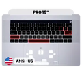 Top Case with Keyboard (ANSI US) For MacBook Pro 15" A1990 (2018-2019) (Used OEM Pull: Grade B/C) (Silver)
