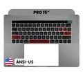 Top Case with Keyboard (ANSI US) For MacBook Pro 15" A1707 (2016-2017) (Used OEM Pull: Grade B/C) (Space Gray)