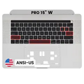 Top Case with Keyboard (ANSI US) For MacBook Pro 15" A1707 (2016-2017) (OEM New) (Silver)