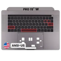 Top Case with Keyboard (ANSI US) For MacBook Pro 15" A1707 (2016-2017) (OEM New) (Space Gray)