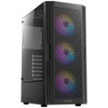 Antec AX20 Case, Black, Mid Tower, 1 x USB 3.0 / 2 x USB 2.0, Tempered Glass Side Window Panel, Slanted Bar & Mesh Design for Massive Airflow, 3 x Pre-Installed RGB LED Fans, ATX, Micro ATX, Mini-ITX Compatible
