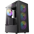 Antec AX26 RGB Elite Mid Tower Gaming Case, 1 x USB 3.0 / 2 x USB 2.0, Tempered Glass Side Window Panel, High Airflow Front Pannel, 4 x Pre-Installed ARGB LED Fans, ATX, Micro-ATX, ITX Compatible