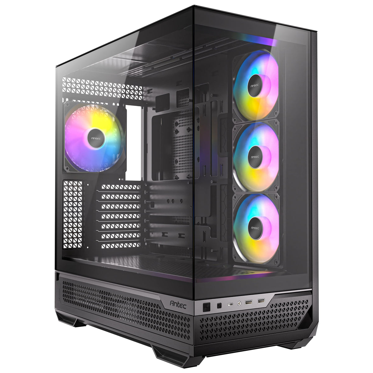 Antec Constellation C7 Mid Tower Gaming Case, 1 x USB Type-C / 2 x USB 3.0, Tempered Glass Front and Side Window Panel, Vertical Airflow, 4 x Pre-Installed ARGB LED Fans, E-ATX (= 272mm), ATX, M-ATX, ITX Compatible