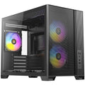 Antec FLUX M Mini Tower Gaming Case, 1 x USB Type-C / 1 x USB 3.0, Tempered Glass Side Window Panel, Vertical Airflow Design, 3 x Pre-Installed RGB LED Fans & 3 PWM Reverse Fans, Micro-ATX, ITX Compatible