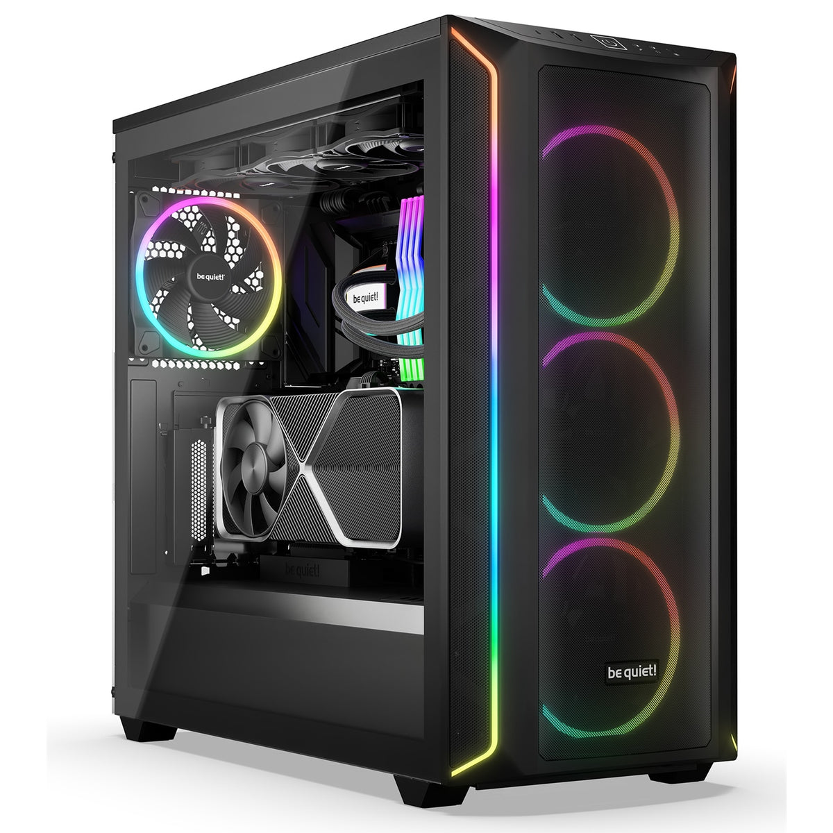 be quiet! Shadow Base 800 FX  Mid Tower Gaming Case, 1 x USB Type-C / 1 x USB 3.2, Tinted and Tempered Glass Side Window Panel, Air-permeable Front and Top Cover, 4 x Pre-Installed ARGB LED Fans, E-ATX / ATX / M-ATX / Mini-ITX Compatible