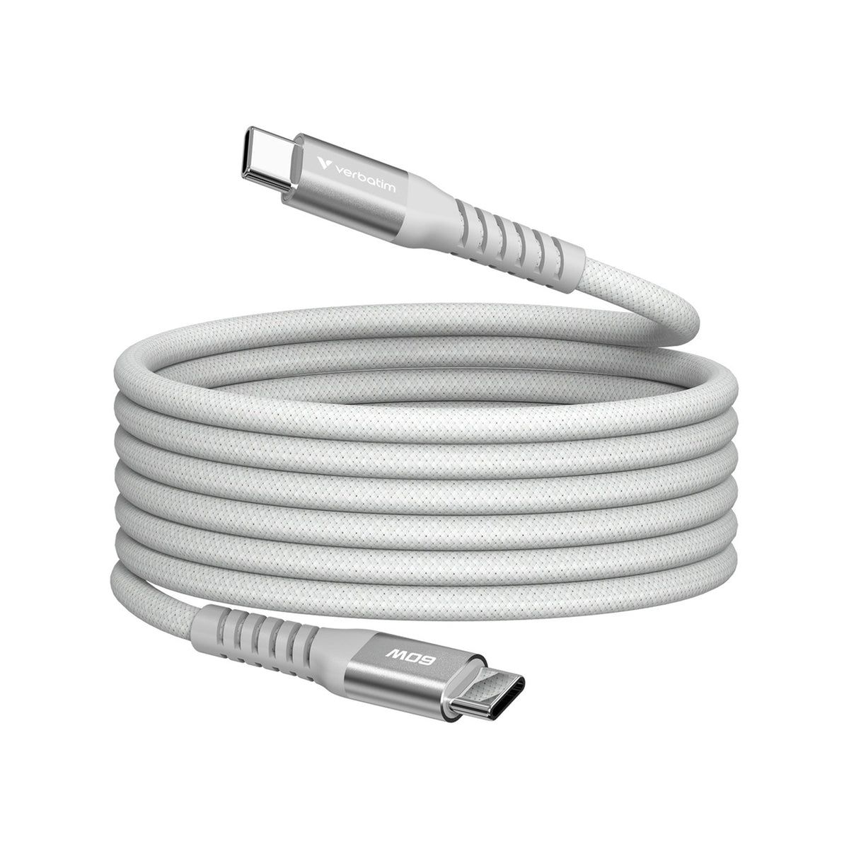 Verbatim Sync & Charge USB-C to USB-C 60W Magnetic Cable 120cm Grey, Supports PD 3.0 and QC 3.0