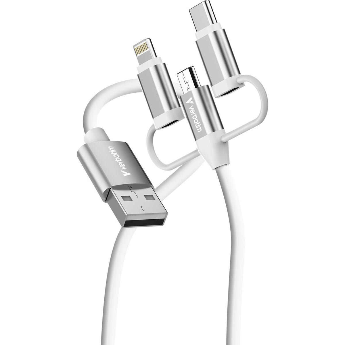 Verbatim Essentials 3-in-1 Sync & Charge Cable USB-A to Micro-B, USB-C and Lightning, 1m, 18W QC, 480Mbps, Quick Charge 3.0 Support Up To 18W Charging Power
