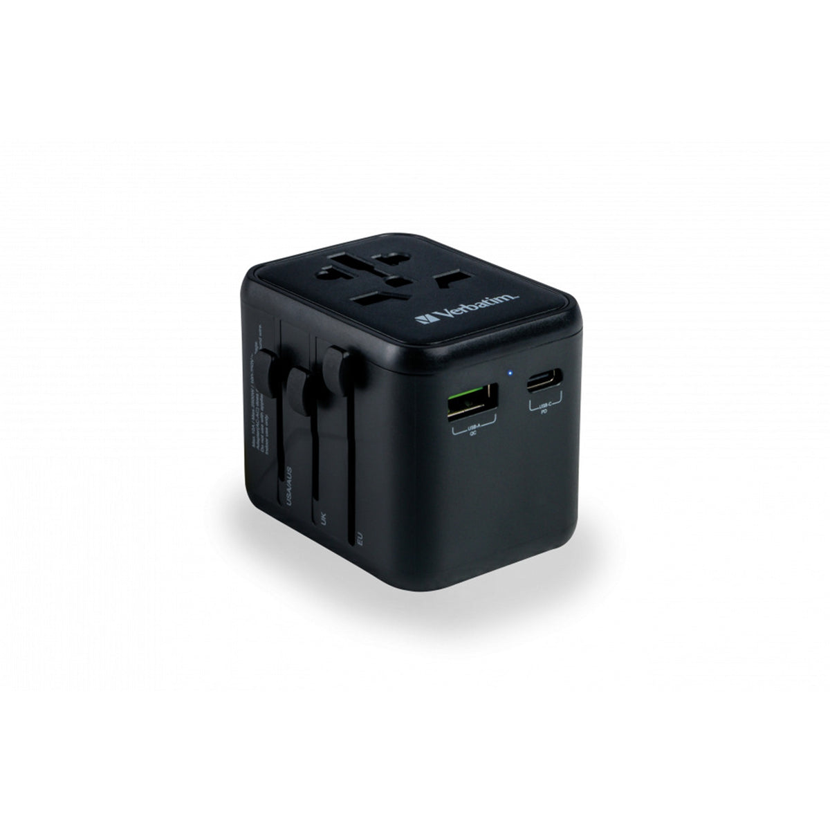 Verbatim UTA-02 Universal Travel Adapter with 1 x USB-C PD 20W / 1 x USB-A QC 3.0