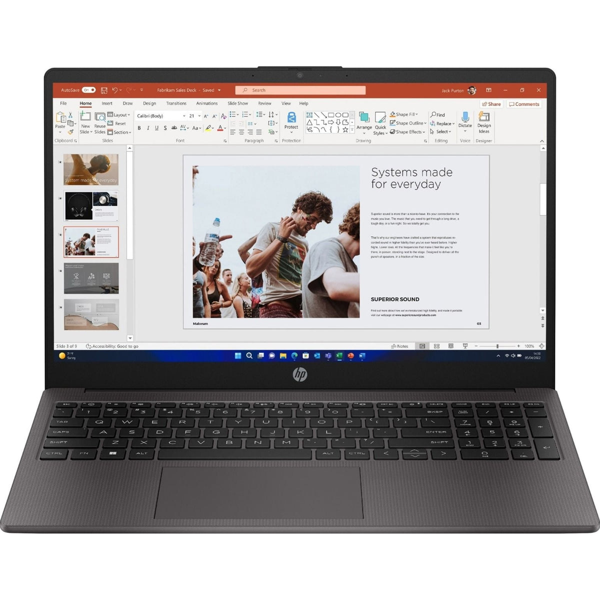 HP 255 G10 AK9U8AT#ABU Laptop, 15.6 Inch Full HD 1080p Screen, AMD Ryzen 5 7530U, 8GB RAM, 256GB SSD, Windows 11 Home