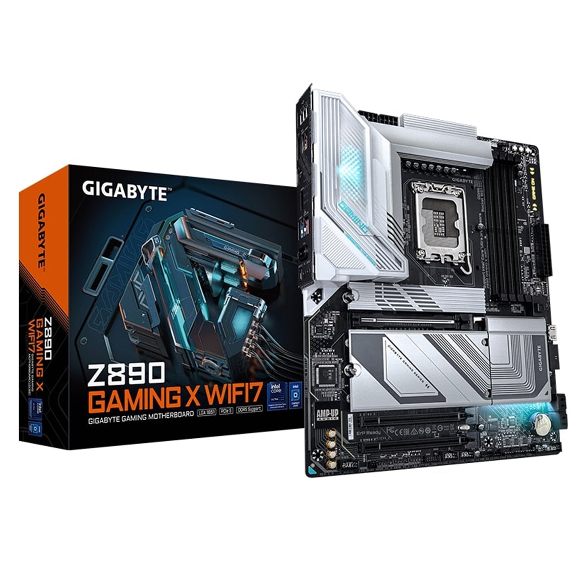 Gigabyte Z890 GAMING X WIFI7 Intel 1851 Socket Motherboard, ATX, 4x DDR5 Slots, 4x M.2 Sockets, Fitted I/O Shield, 2.5GbE LAN, Wi-Fi 7, 1x DisplayPort / 1x HDMI Port / 1x USB-C (USB4)