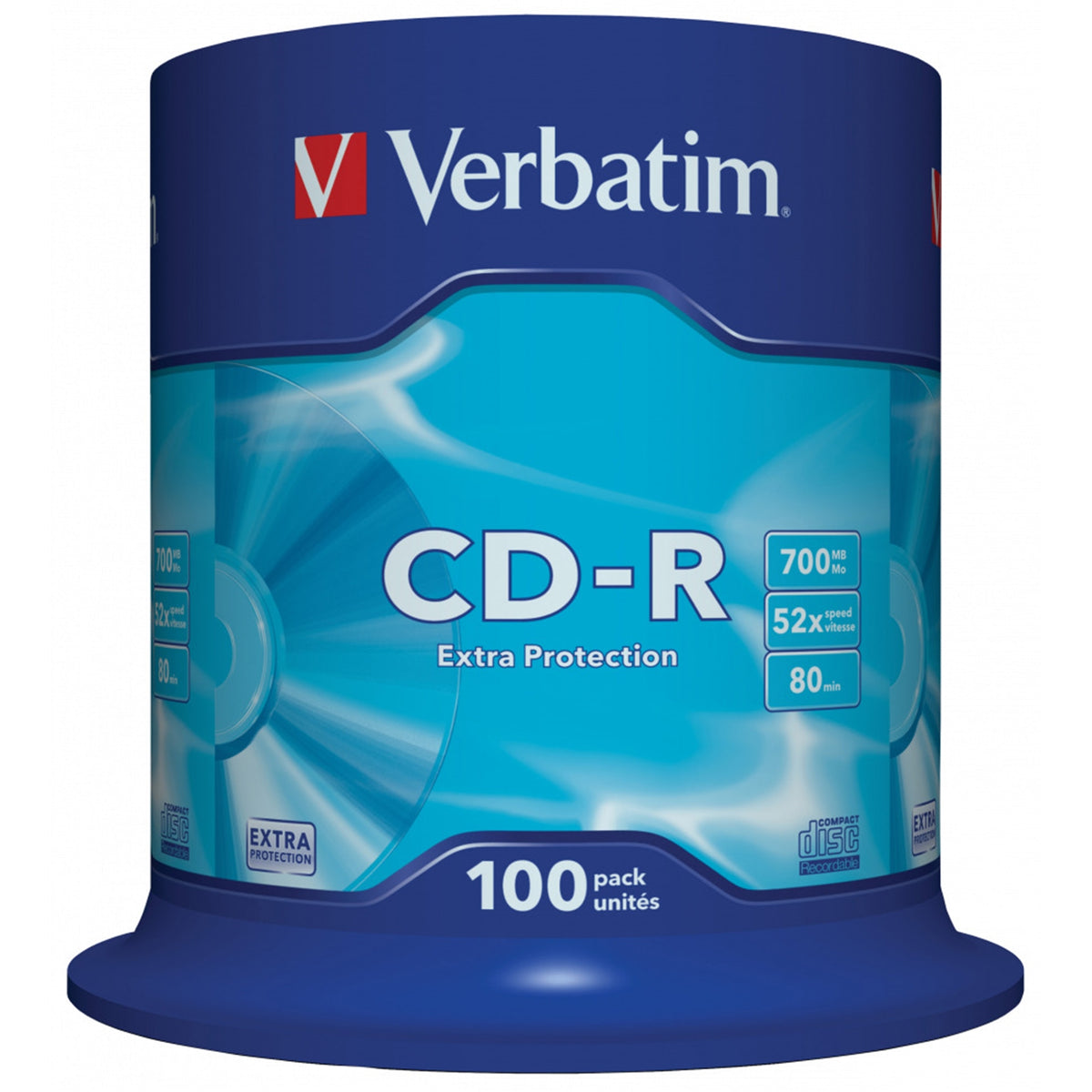 Verbatim CD-R 52X 700MB 100 Pack Spindle Datalife Plus