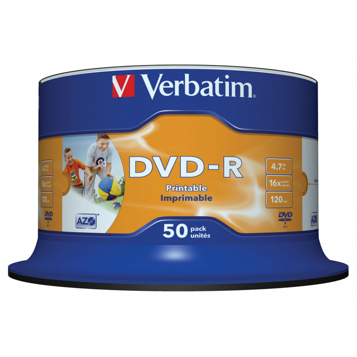 Verbatim DVD-R 16X 4.7GB 50 Pack Spindle Wide Inkjet Printable No ID